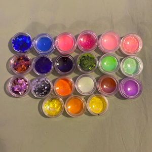 Body glitter and nail powder pack (chunky glitter)(small glitter)(matte powder)